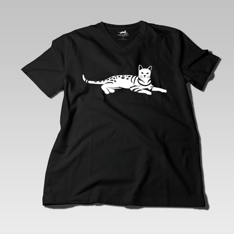 Men's 100% Organic Pima Cotton T-Shirt V-Neck - Black - Small - Bengal Cats for sale near me - Brown, Silver & Snow Bengal kittens for Sale