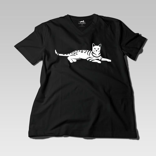Men's 100% Organic Pima Cotton T-Shirt V-Neck - Black - Medium - Bengal Cats for sale near me - Brown, Silver & Snow Bengal kittens for Sale