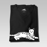 Men's 100% Organic Pima Cotton T-Shirt V-Neck - Black - Medium - Bengal Cats for sale near me - Brown, Silver & Snow Bengal kittens for Sale