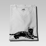 Men's 100% Pima Cotton T-Shirt V-Neck - White - Small - - Bengal Cats for sale near me - Brown, Silver & Snow Bengal kittens for Sale