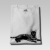Men's 100% Organic Pima Cotton T-Shirt V-Neck - White - Small - Bengal Cats for sale near me - Brown, Silver & Snow Bengal kittens for Sale
