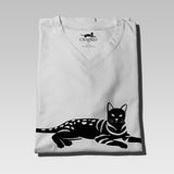 Men's 100% Organic Pima Cotton T-Shirt V-Neck - White - Large - Bengal Cats for sale near me - Brown, Silver & Snow Bengal kittens for Sale