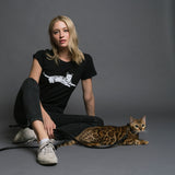 Women's 100% Organic Pima Cotton T-Shirt - Black - Large - Bengal Cats for sale near me - Brown, Silver & Snow Bengal kittens for Sale