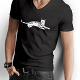 Men's 100% Pima Cotton T-Shirt V-Neck - Black - Medium - Bengal Cats for sale near me - Brown, Silver & Snow Bengal kittens for Sale
