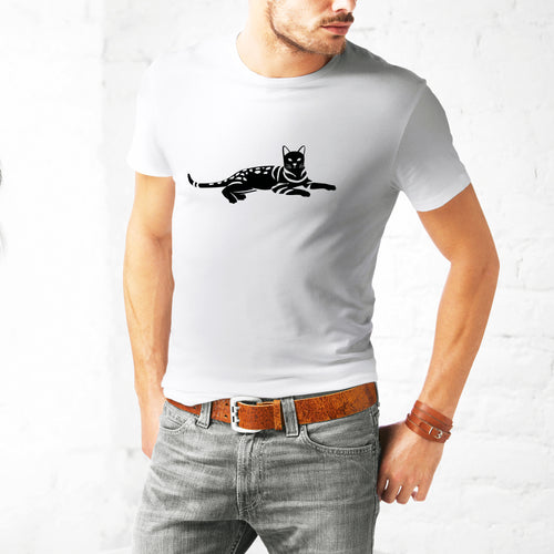 Men's 100% Pima Cotton T-Shirt - White - Large - Bengal Cats for sale near me - Brown, Silver & Snow Bengal kittens for Sale