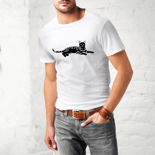 Men's 100% Organic Pima Cotton T-Shirt - White - Small - Bengal Cats for sale near me - Brown, Silver & Snow Bengal kittens for Sale