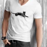 Men's 100% Organic Pima Cotton T-Shirt V-Neck - White - Medium - Bengal Cats for sale near me - Brown, Silver & Snow Bengal kittens for Sale