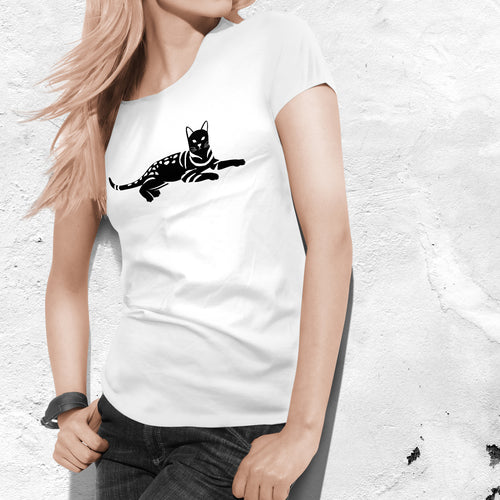 Women's 100% Pima Cotton T-Shirt - White - Large - Bengal Cats for sale near me - Brown, Silver & Snow Bengal kittens for Sale